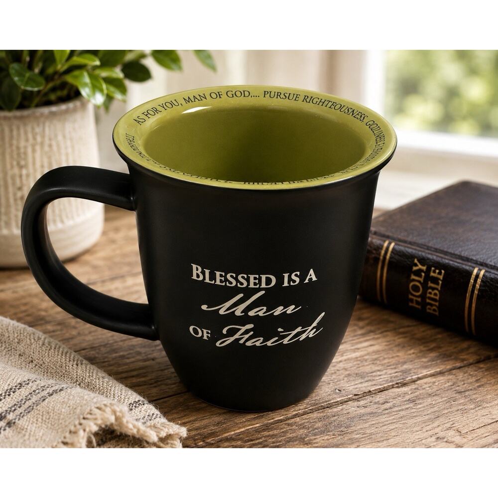 Abbey Press Blessed Is A Man Of Faith Ceramic Coffee Mug Scripture Cup